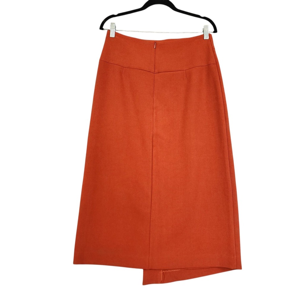 Karen Millen Womens Asymmetric Wrap Midi Skirt Size 6 Orange Made in Italy NWOT - Picture 4 of 12